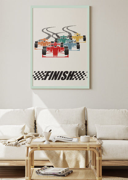 Formula One Finish Line Poster & Canvas | Minimalist Motorsport Wall Art