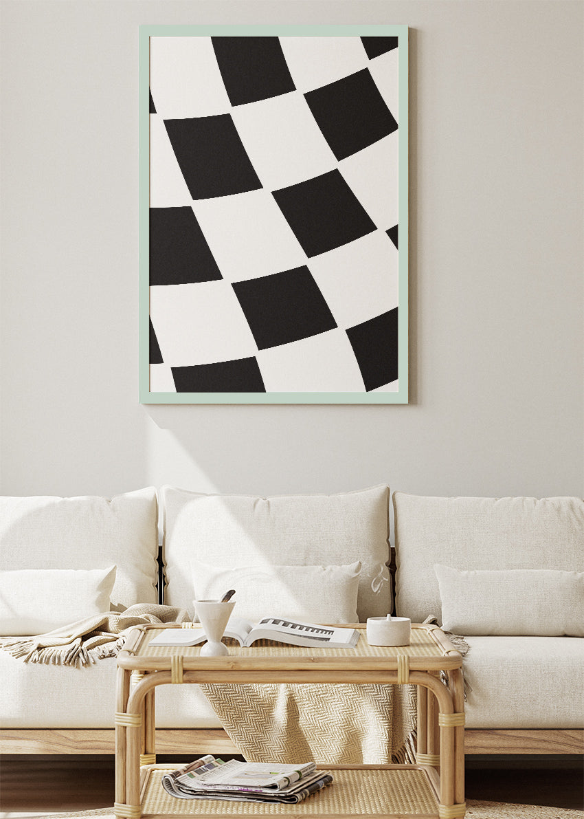 Checkered Flag Racing Poster & Canvas | Minimalist Motorsport Wall Art