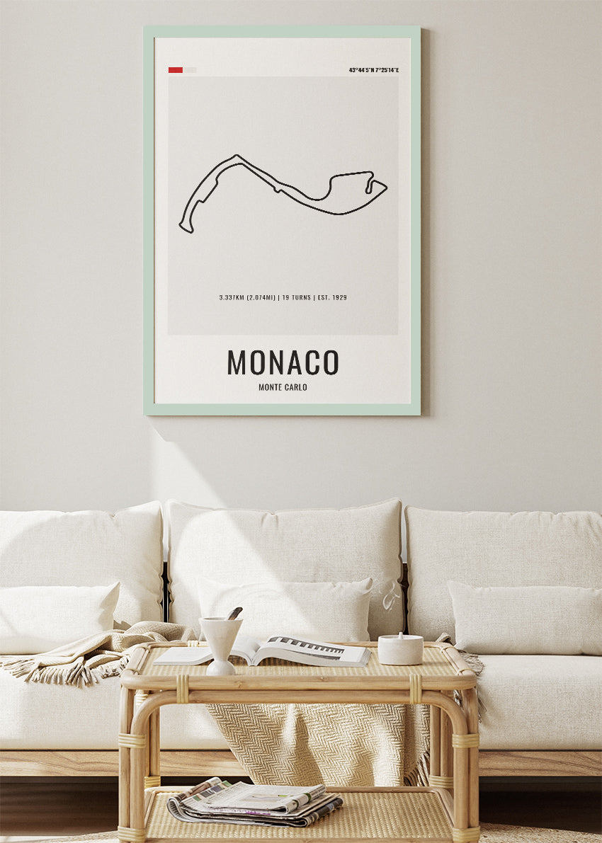 Monaco Formula One Circuit Map Poster & Canvas | Monte Carlo Motorsport Wall Art