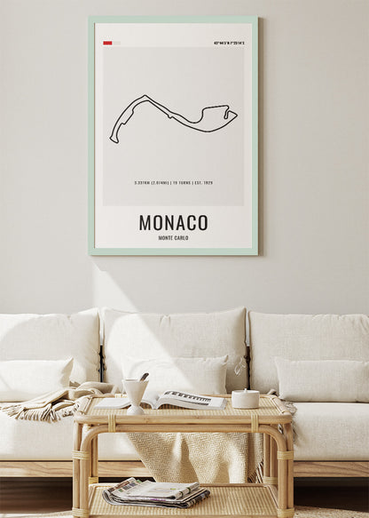 Monaco Formula One Circuit Map Poster & Canvas | Monte Carlo Motorsport Wall Art