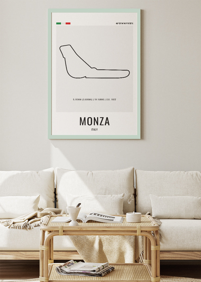 Monza Formula One Circuit Map Poster & Canvas | Italy Motorsport Wall Art