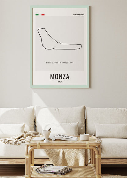 Monza Formula One Circuit Map Poster & Canvas | Italy Motorsport Wall Art