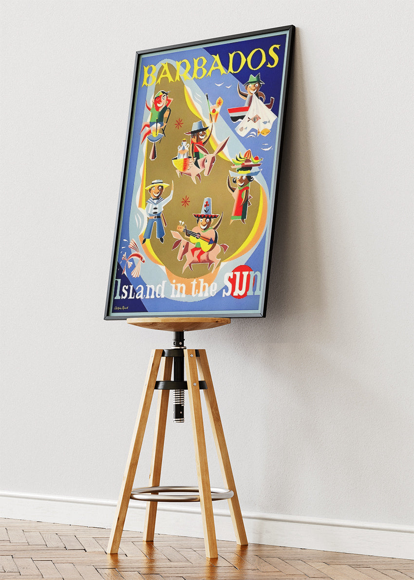 Barbados Vintage Travel Poster & Canvas Print – Island in the Sun Caribbean Wall Art