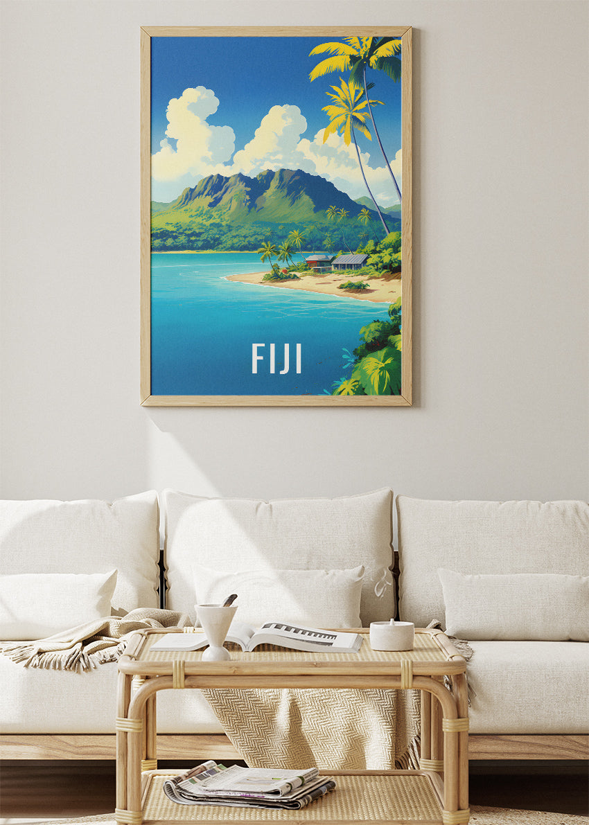 Fiji Tropical Paradise Poster & Canvas Print – Vintage Island Landscape Art
