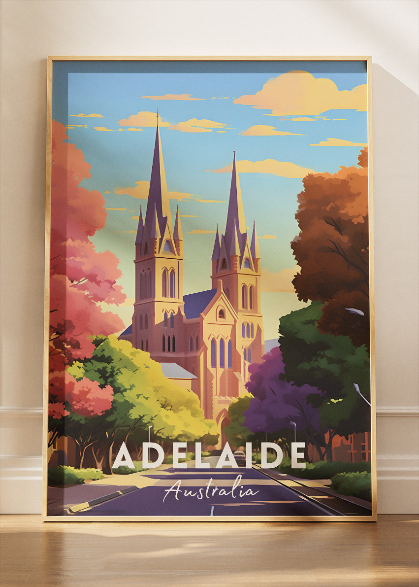 Adelaide Cathedral Illustration Poster & Canvas Wall Art – AIPRINTLAB