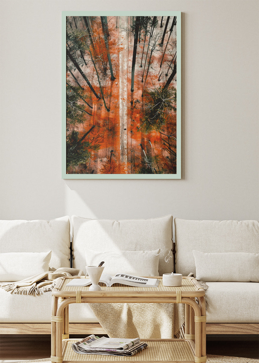 Autumn Forest Aerial Path Landscape Canvas & Poster Print – AI PRINT LAB