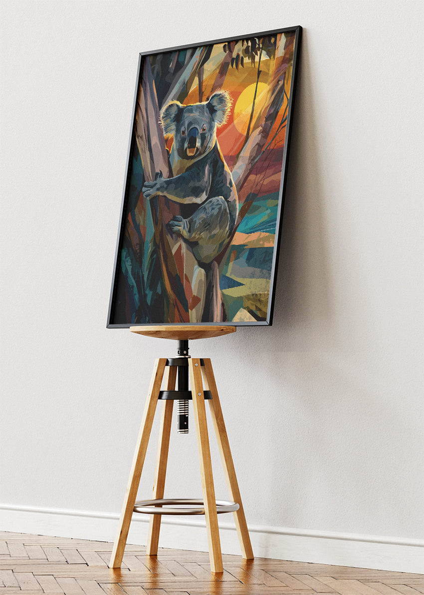 Koala Sunset Forest Poster & Canvas Print – Colorful Australian Wildlife Art