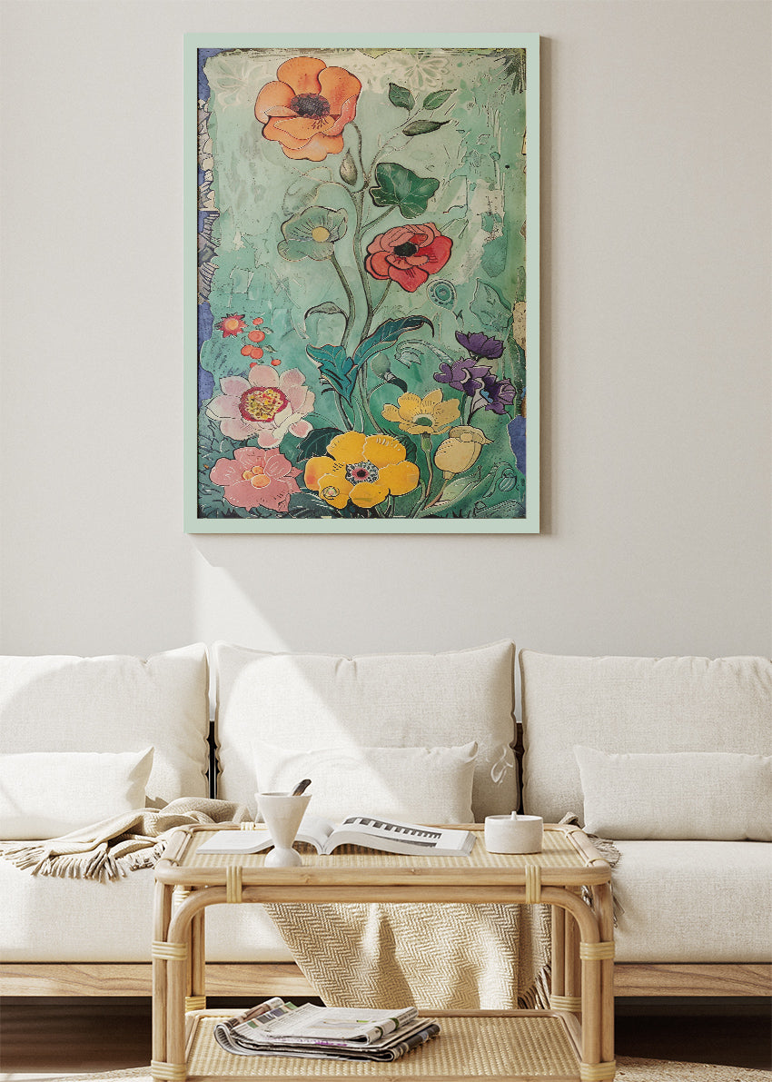 Vintage Botanical Floral Garden Illustration Canvas & Poster Print – AI PRINT LAB