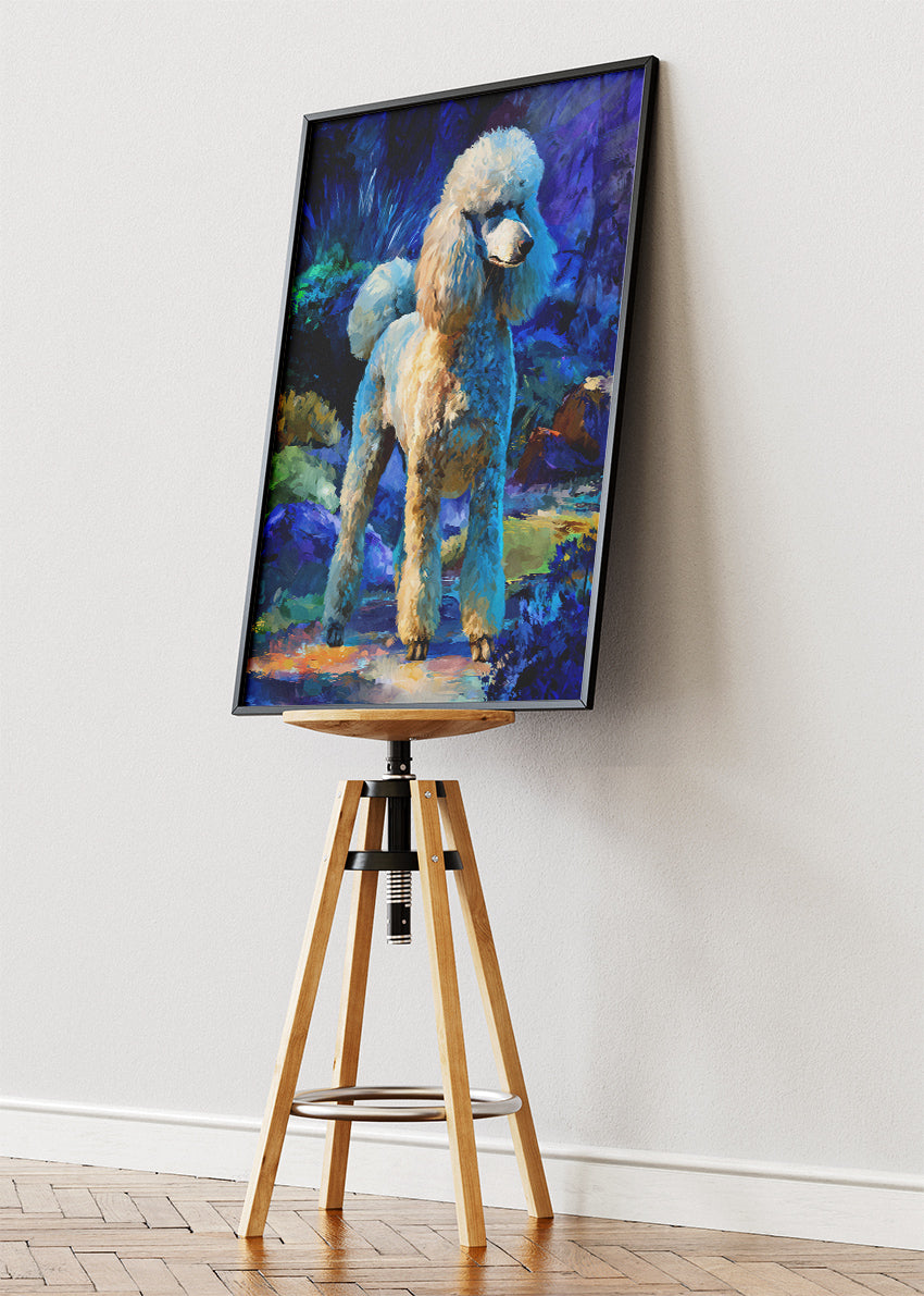 Elegant White Poodle Poster & Canvas Print – Vibrant Modern Dog Art