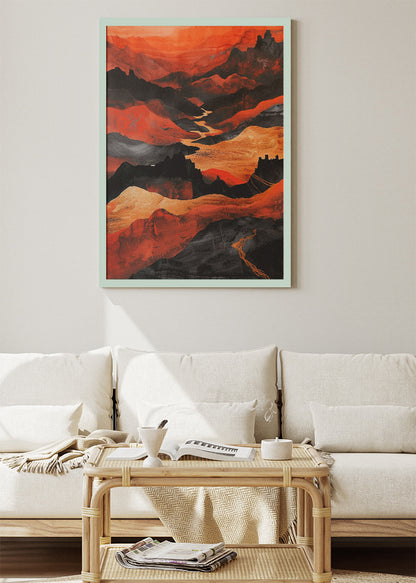 Crimson Canyon Flow – Bold Abstract Desert Landscape Canvas & Poster Print – AI PRINT LAB