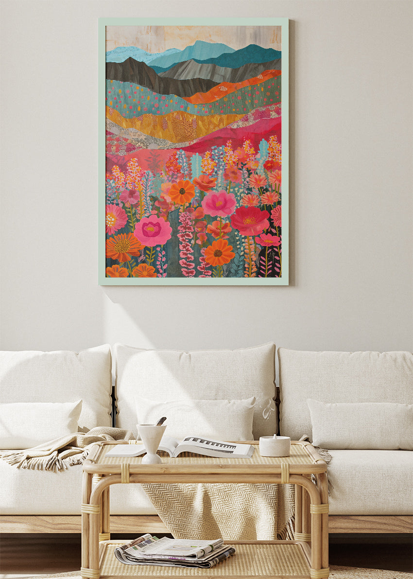 Colorful Floral Valley Landscape Canvas & Poster Print – AI PRINT LAB