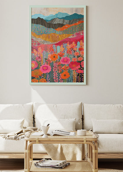 Colorful Floral Valley Landscape Canvas & Poster Print – AI PRINT LAB