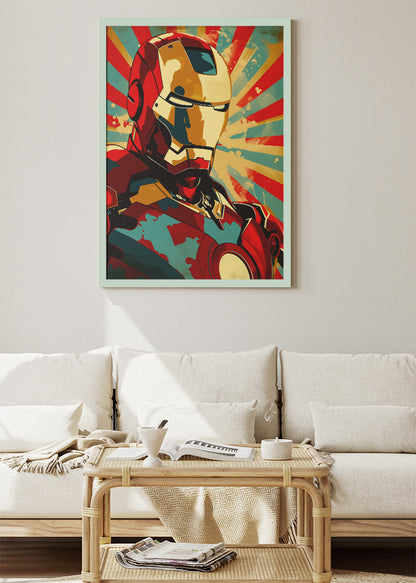Iron Man Retro Pop Art Portrait Canvas & Poster Print – AI PRINT LAB