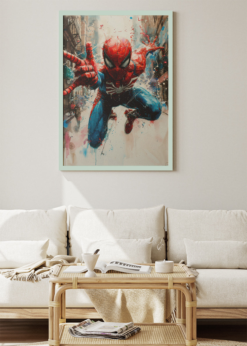 Spider-Man Dynamic Action Portrait Canvas & Poster Print – AI PRINT LAB