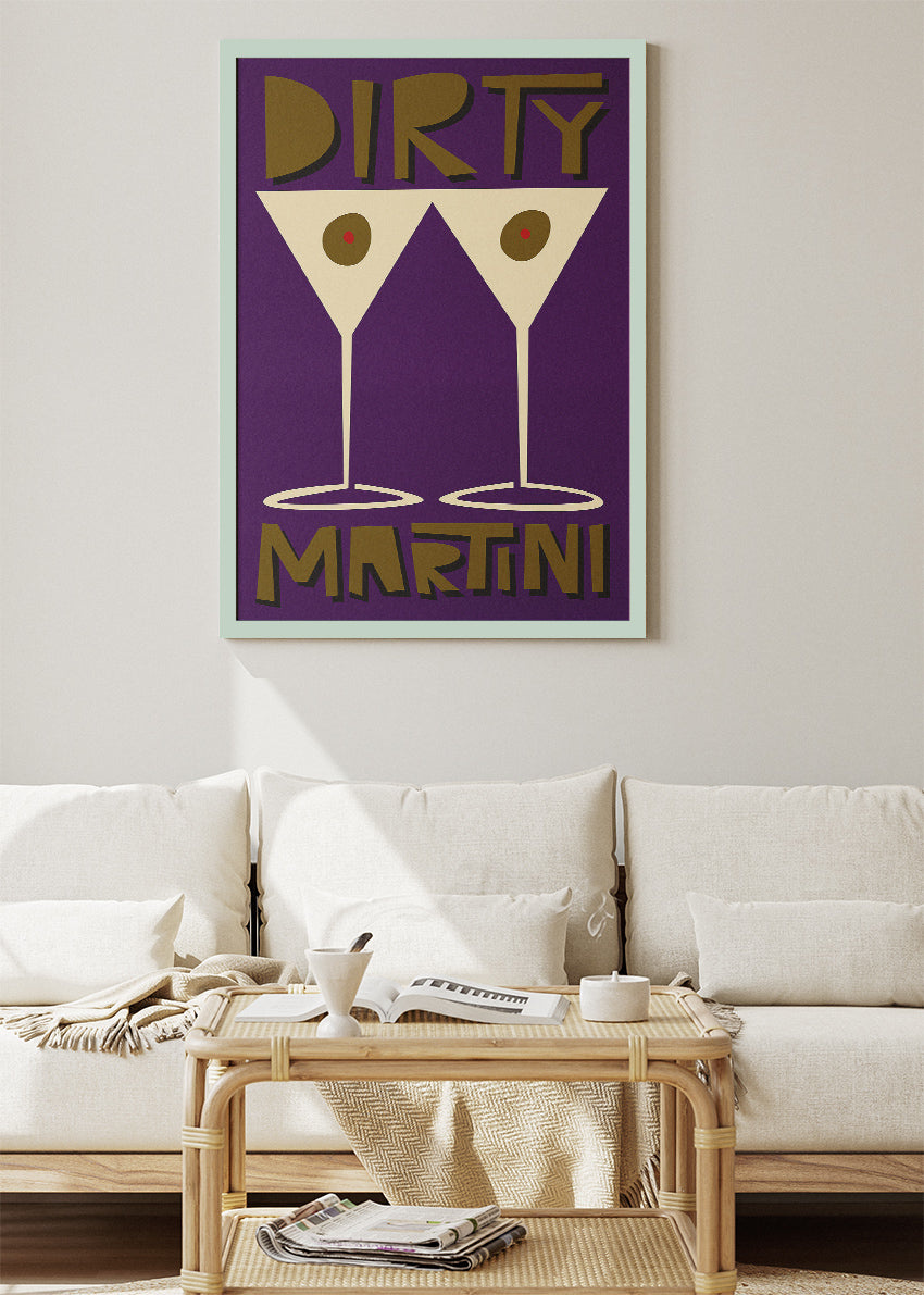 Dirty Martini Poster & Canvas Print | Retro Minimal Cocktail Wall Art