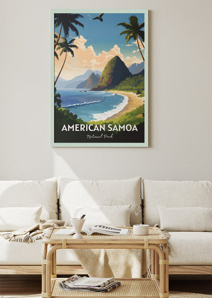 American Samoa National Park Poster & Canvas Print – Tropical Island Coast Illustration Wall Art