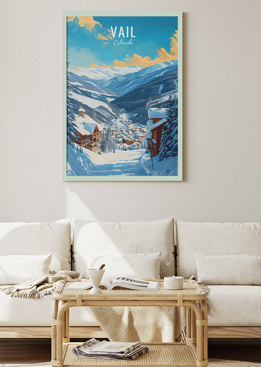 Vail Colorado Ski Resort Poster & Canvas Print – Winter Mountain Wall Art