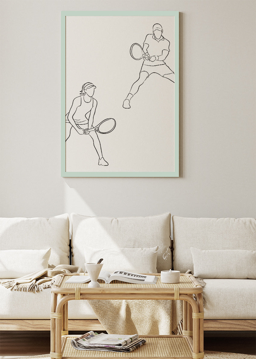 Minimal Tennis Line Art Poster & Canvas Print – Modern Sports Wall Art
