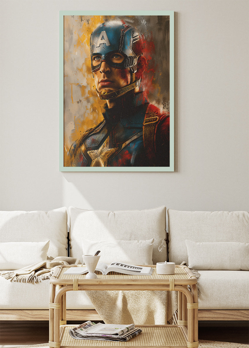 Captain America Cinematic Portrait Canvas & Poster Print – AI PRINT LAB