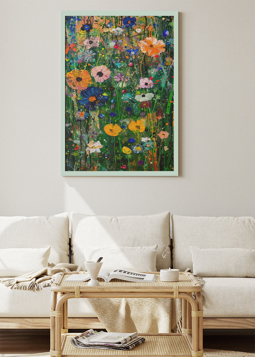 Vibrant Wildflower Garden Abstract Canvas & Poster Print – AI PRINT LAB