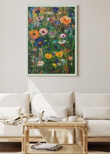 Vibrant Wildflower Garden Abstract Canvas & Poster Print – AI PRINT LAB