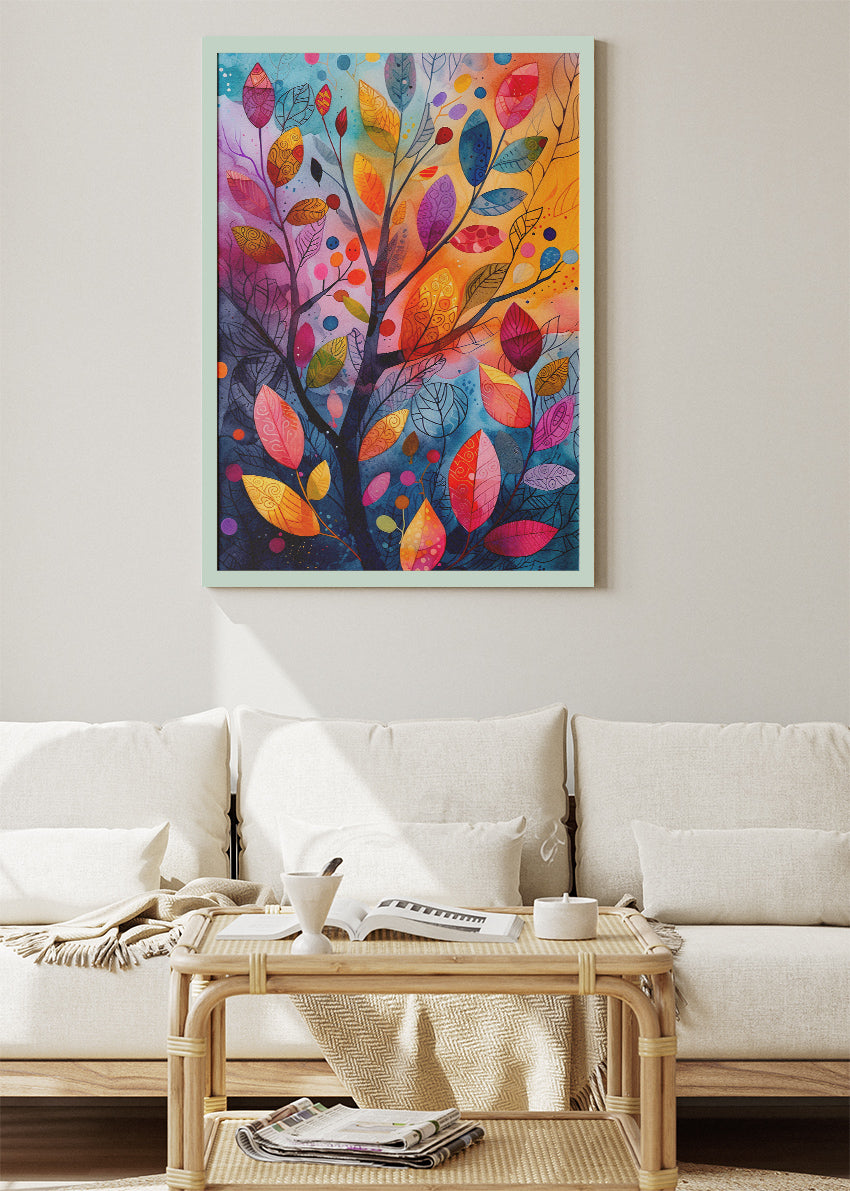 Colorful Abstract Leaf Tree Art Canvas & Poster Print – AI PRINT LAB
