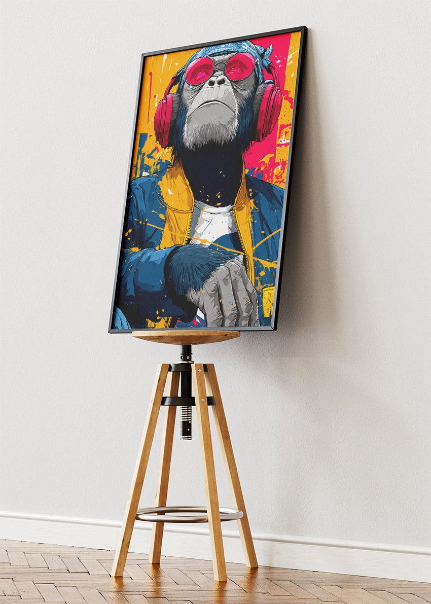 Cool Monkey DJ Poster & Canvas Print – Urban Street Art Style