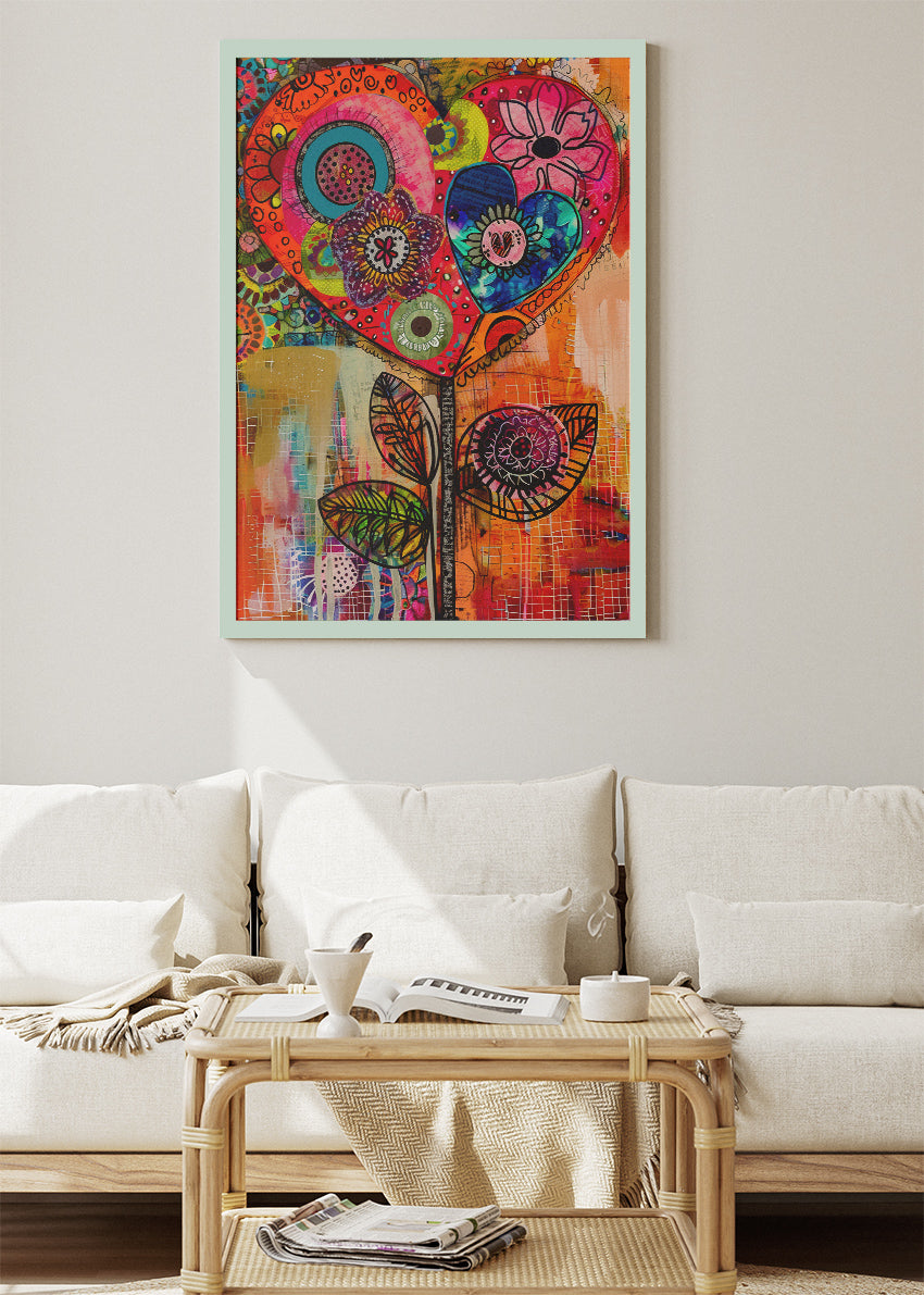 Abstract Heart Flower Pop Art Canvas & Poster Print – AI PRINT LAB