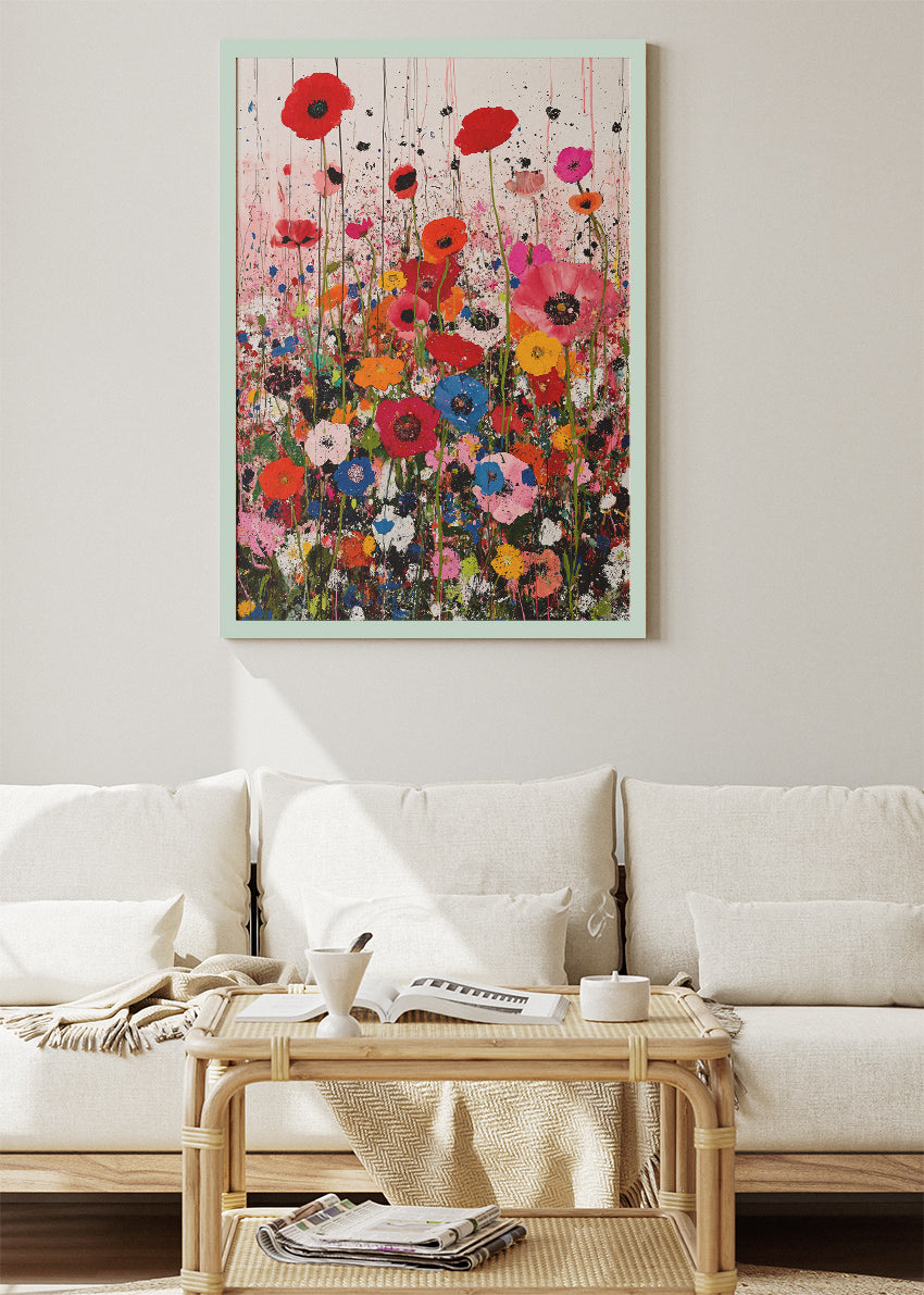 Colorful Abstract Poppy Flower Garden Canvas & Poster Print – AI PRINT LAB
