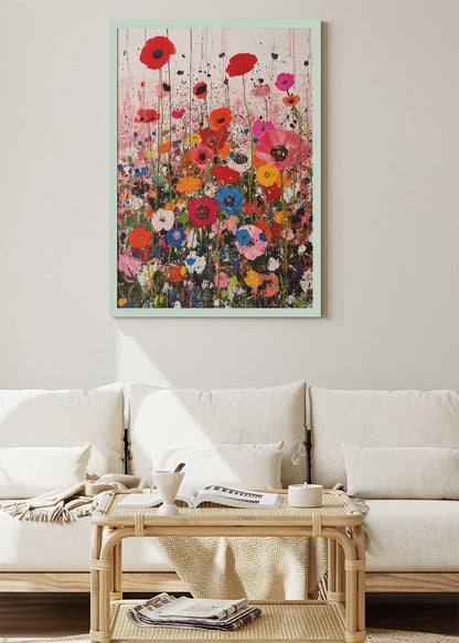 Colorful Abstract Poppy Flower Garden Canvas & Poster Print – AI PRINT LAB