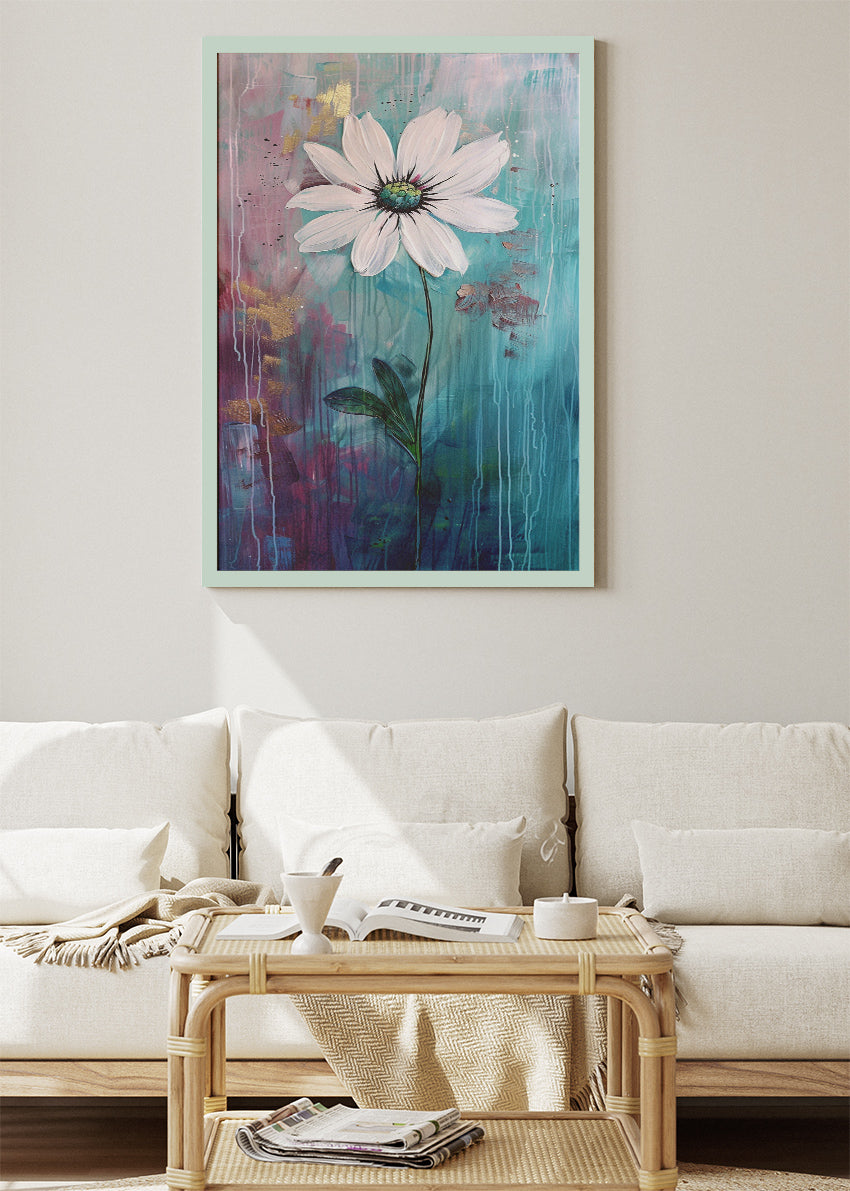 White Daisy Abstract Floral Canvas & Poster Print – AI PRINT LAB
