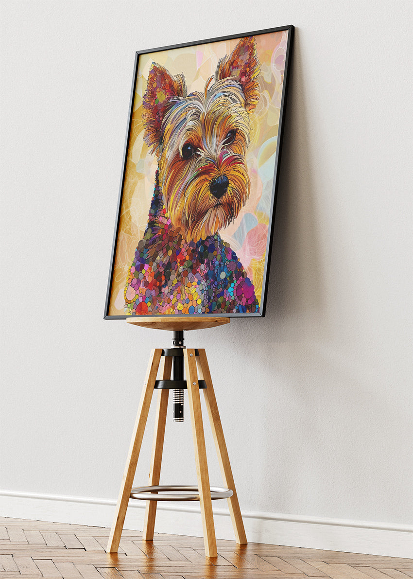 Colorful Mosaic Yorkie Dog Poster & Canvas Print – Modern Vibrant Pet Art