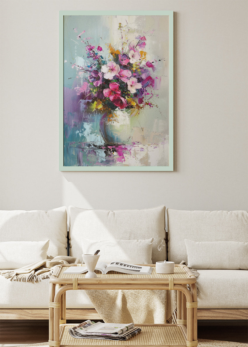Abstract Floral Bouquet Vase Canvas & Poster Print – AI PRINT LAB