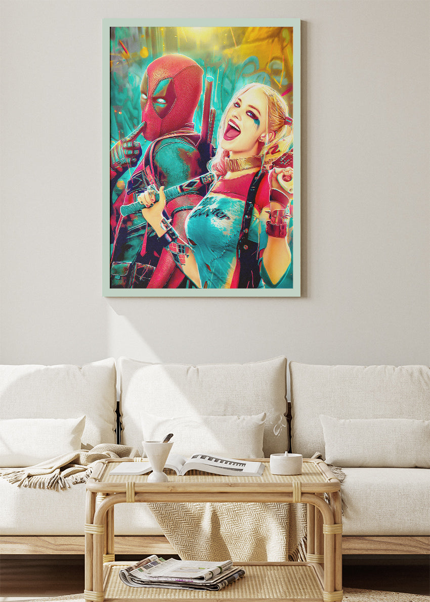 Deadpool & Harley Quinn Neon Duo Canvas & Poster Print – AI PRINT LAB