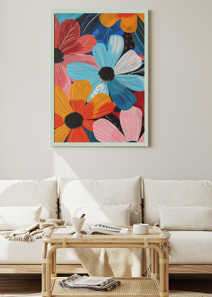 Bold Colorful Floral Pop Art Canvas & Poster Print – AI PRINT LAB