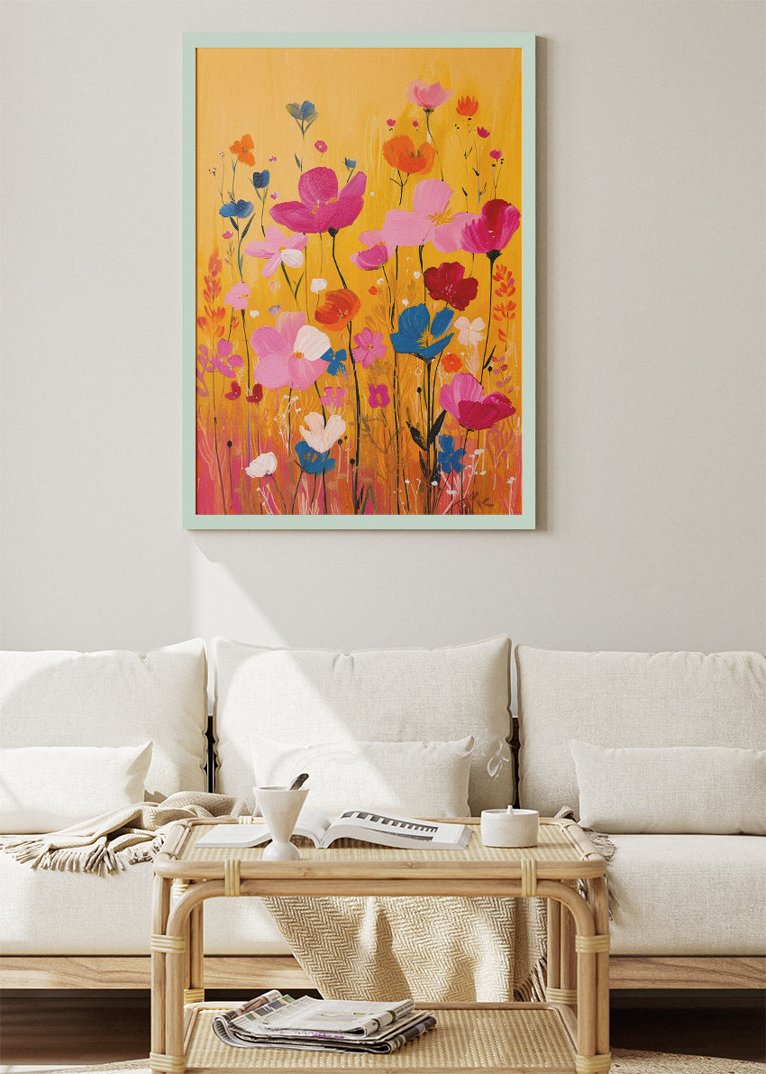 Golden Wildflower Garden Floral Canvas & Poster Print – AI PRINT LAB