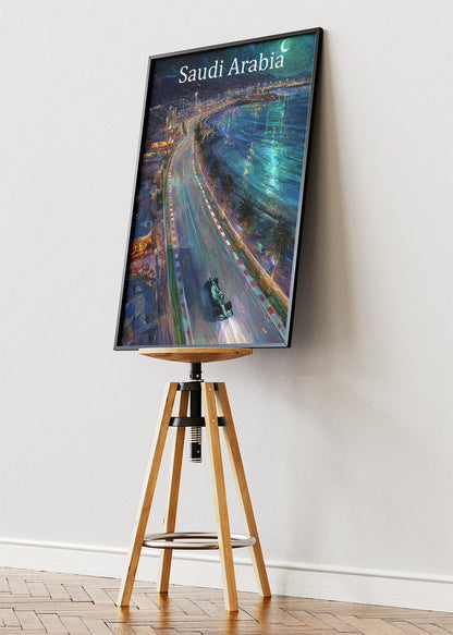 Saudi Arabia Jeddah Night Formula 1 Circuit Canvas Print & Poster – AI PRINT LAB