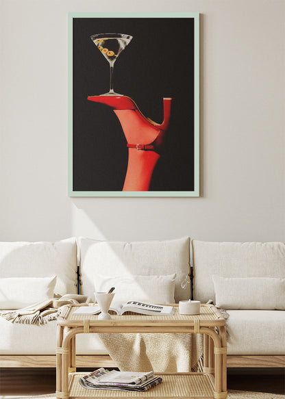 Martini High Heel Poster & Canvas Print | Fashion Cocktail Wall Art