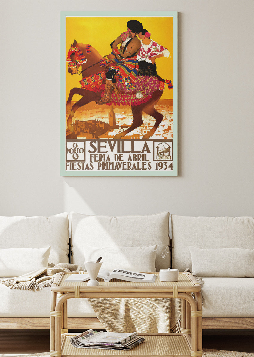 Sevilla Feria de Abril 1934 Poster & Canvas Print – Vintage Spanish Festival Art
