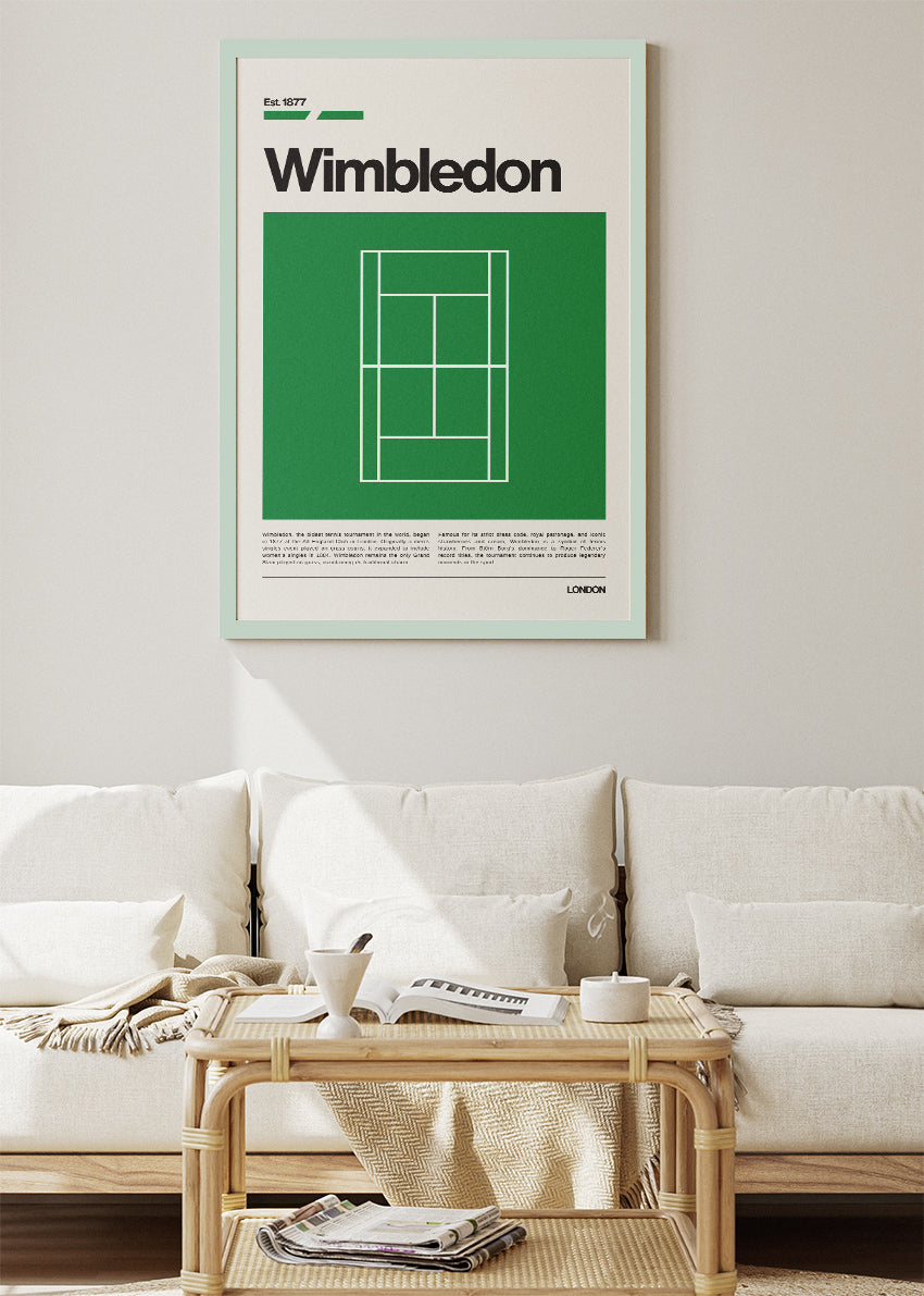 Wimbledon Tennis Poster & Canvas Print – Modern Minimal Court Illustration Wall Art