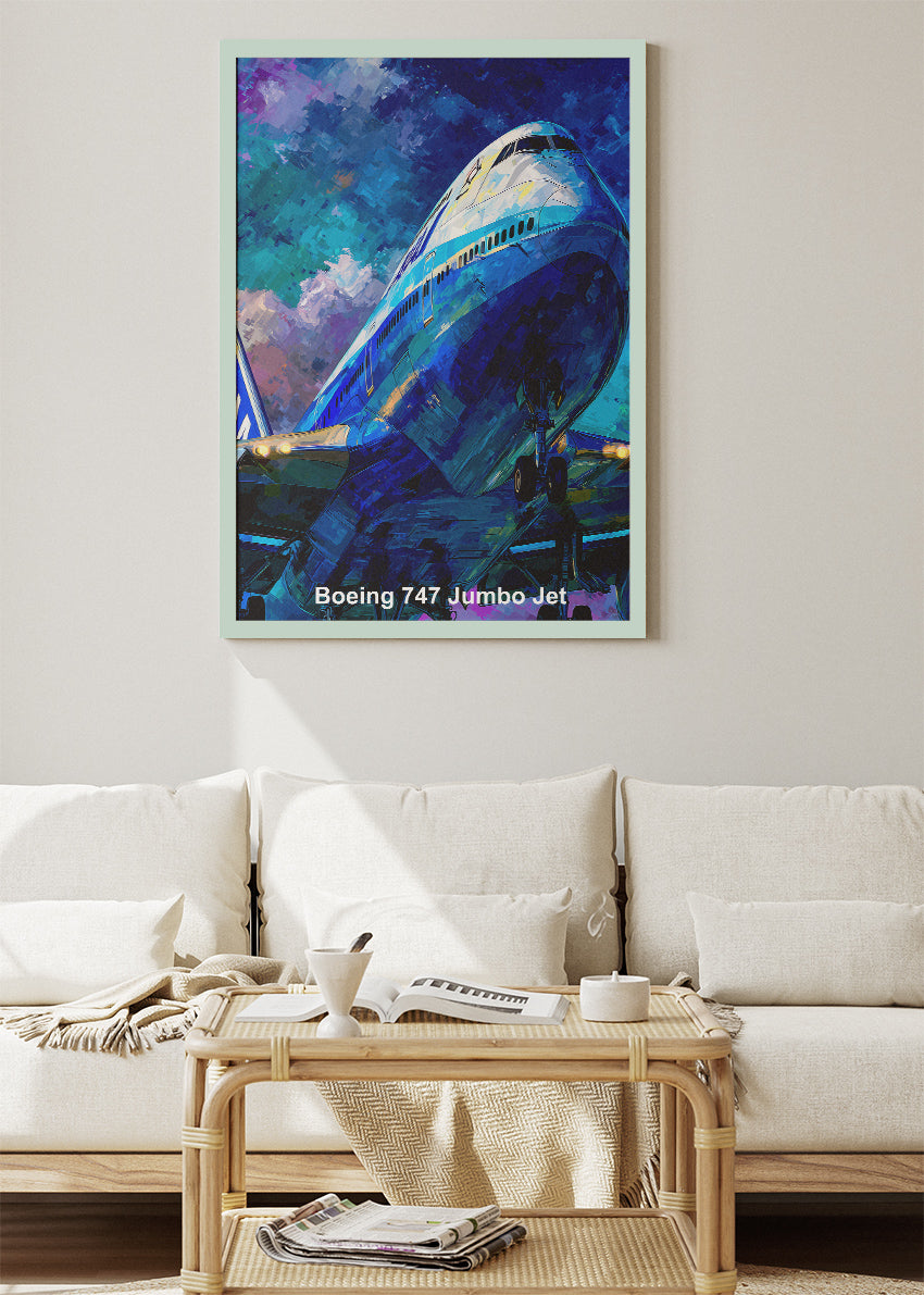 Boeing 747 Jumbo Jet Poster & Canvas Print – Classic Aviation Wall Art – Aiprintlab