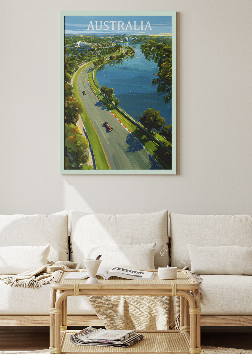 Australia Formula Racing Aerial Poster & Canvas Print | Scenic Motorsport Wall Art
