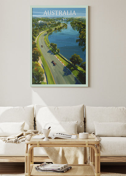 Australia Formula Racing Aerial Poster & Canvas Print | Scenic Motorsport Wall Art