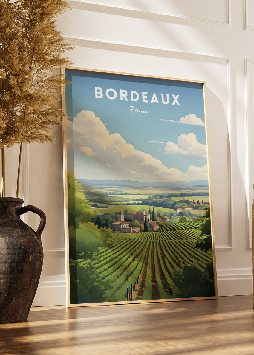 Bordeaux France Poster & Canvas Print – Vintage Vineyard Landscape Art