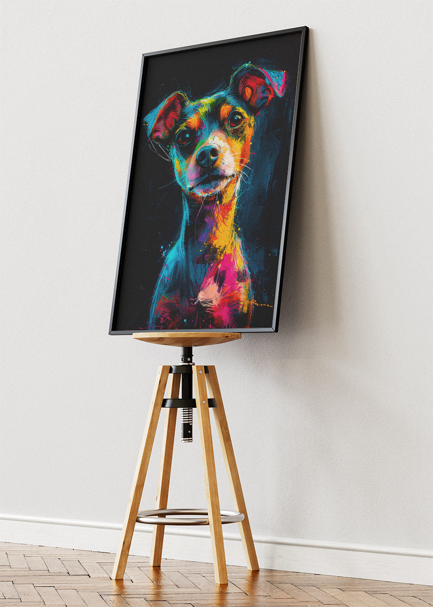 Colorful Dog Portrait Poster & Canvas Print – Modern Abstract Pet Wall Art