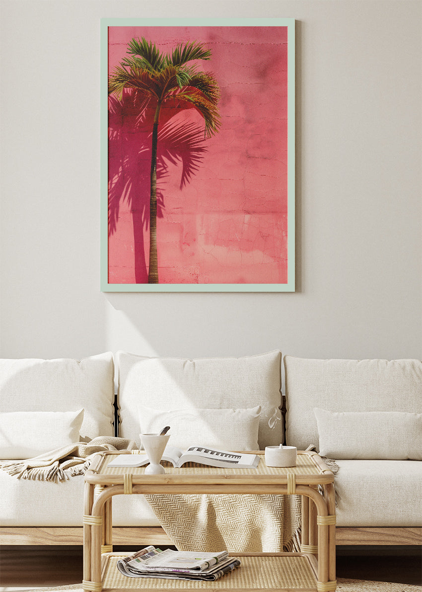 Minimal Palm Tree Pink Wall Canvas & Poster Print – AI PRINT LAB
