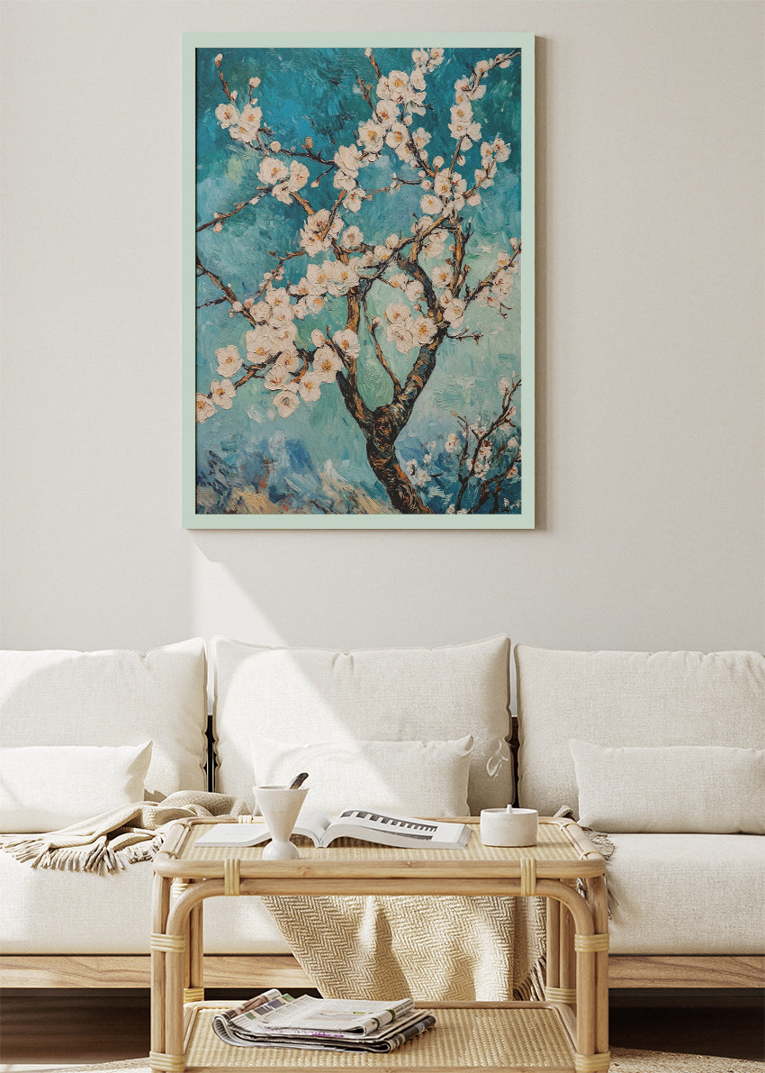 White Blossom Tree Impressionist Canvas & Poster Print – AI PRINT LAB