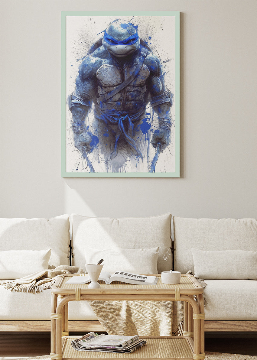 Leonardo Blue Ink Warrior Canvas & Poster Print – AI PRINT LAB