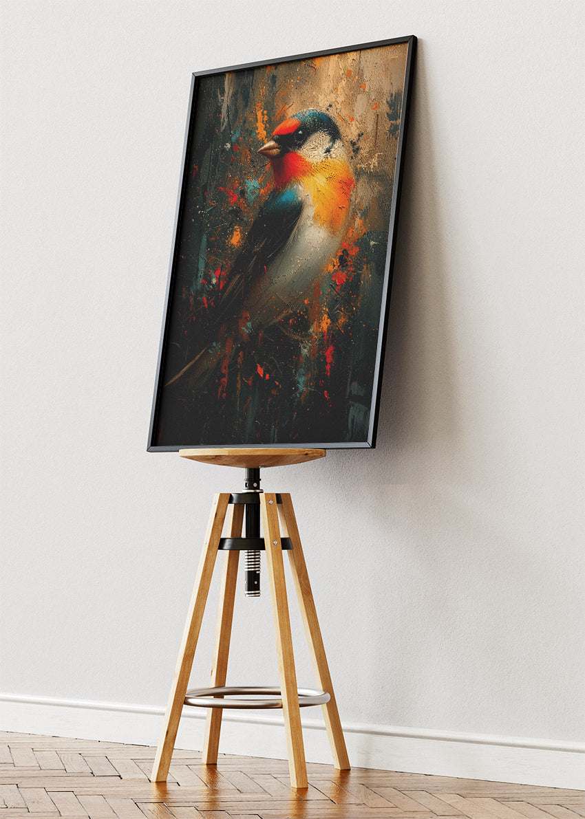Colorful Songbird Poster & Canvas Print – Expressive Modern Bird Wall Art