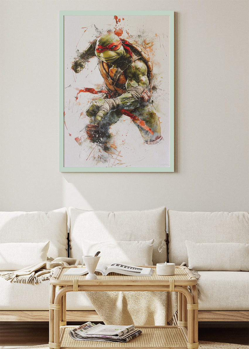 Raphael Ninja Turtle Action Splash Canvas & Poster Print – AI PRINT LAB